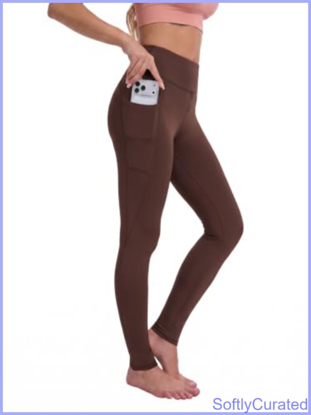 Fleece Lined Leggings Pockets High Waist Thermal Winter Active Pants